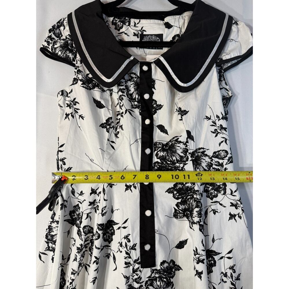 NWT H&R London Vintage Style Fit Flare Dress Sz 10 Black White Floral - Picture 9 of 14